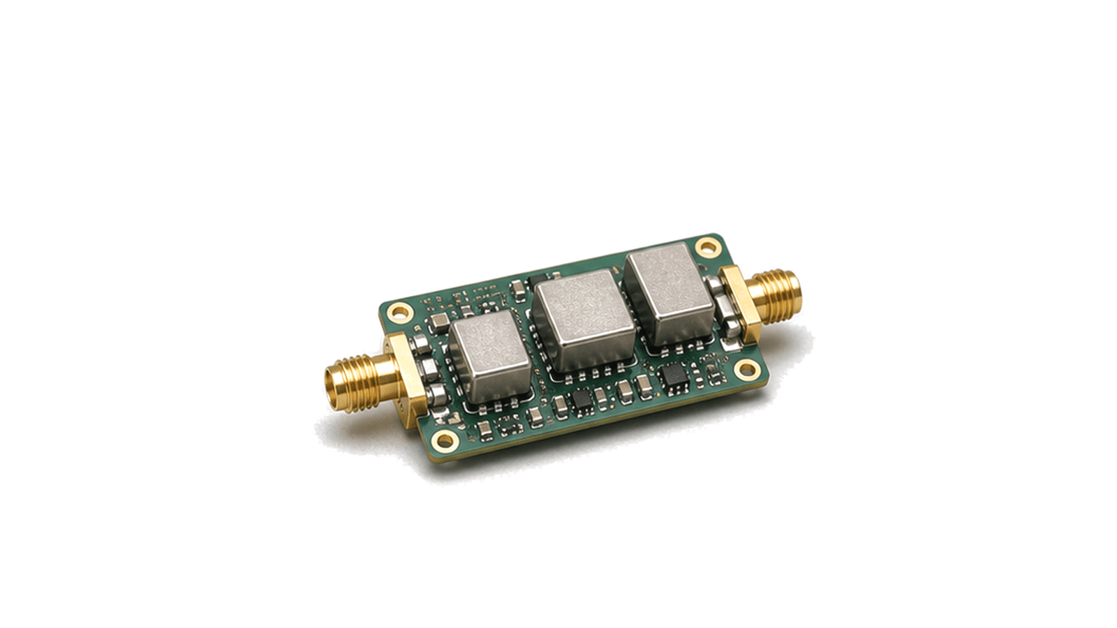 Compact ceramic RF filter module with coaxial interface