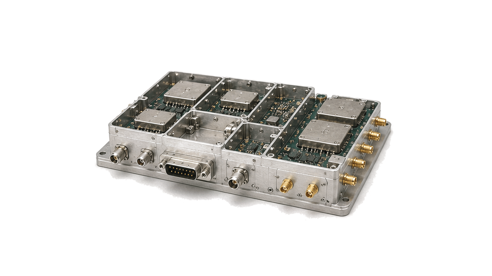 Communication RF front-end assembly with coaxial ports