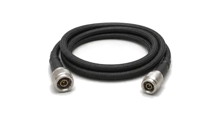 RF coaxial cable assembly with precision microwave connectors