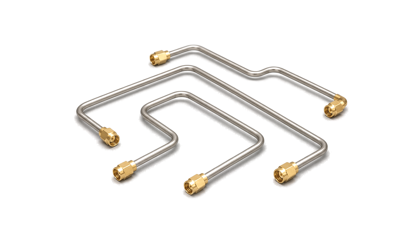 Semi-rigid RF cable formed for compact microwave module routing