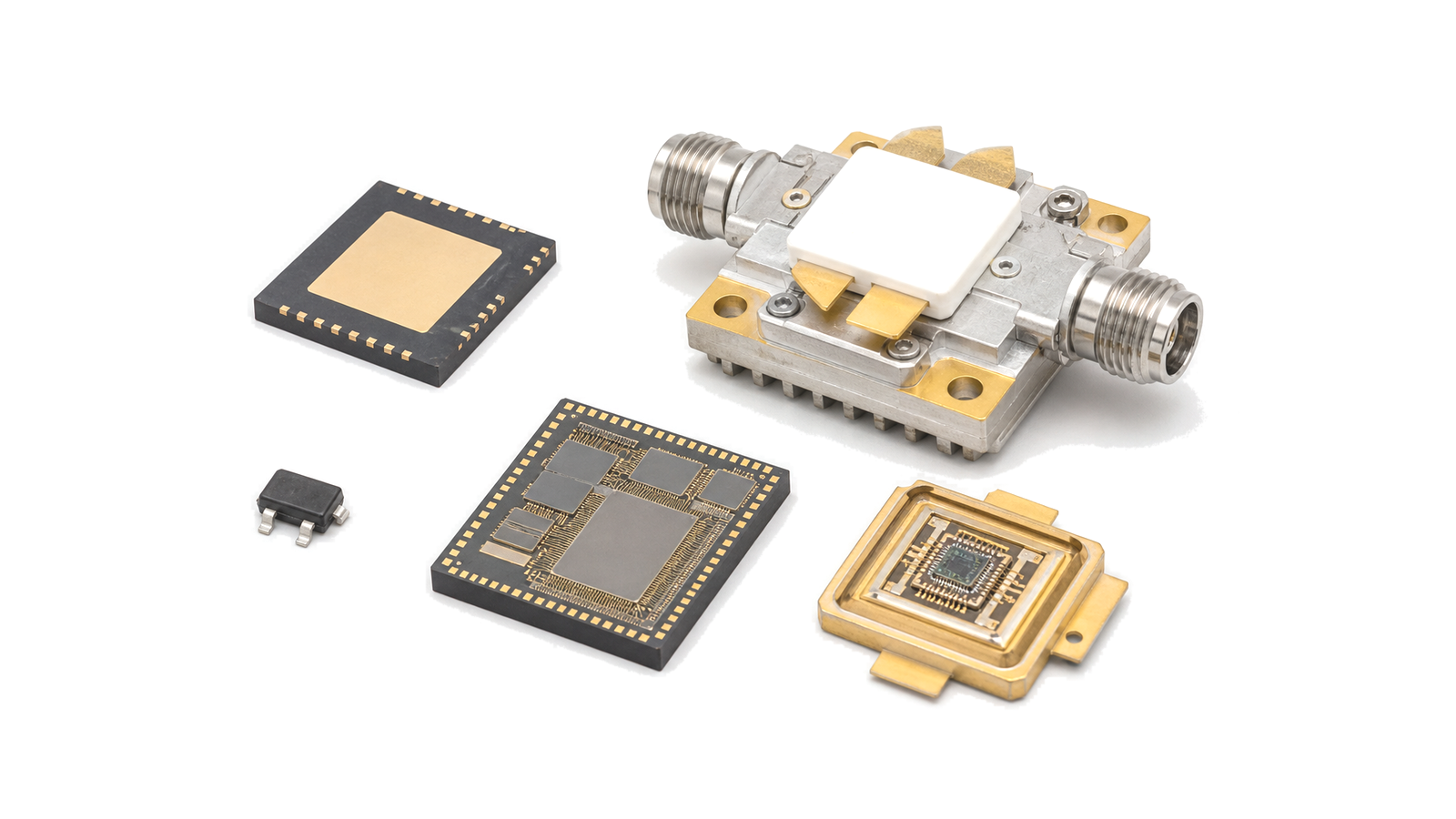 RF ICs, MMICs and semiconductor devices for microwave modules